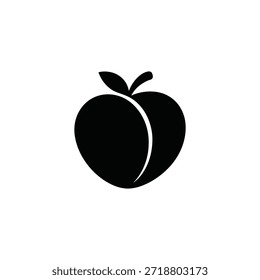Ilustración simple en blanco y negro de una sola fruta de melocotón redonda