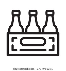 Eine einfache Schwarz-Weiß-Illustration einer Sechserpackung Bierflaschen