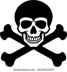 Simple black and white illustration of a skull and crossbones