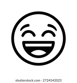 Simple ilustración en blanco y negro de una cara sonriente con los ojos cerrados