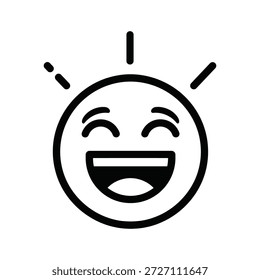 Simple ilustración en blanco y negro de una cara sonriente con los ojos cerrados