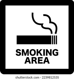 Simple black and white illustration of a smoking area