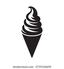 Una simple ilustración en blanco y negro de un cono de helado de servir suave