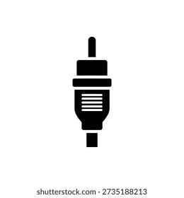 Simple black and white illustration of a spark plug on a white background