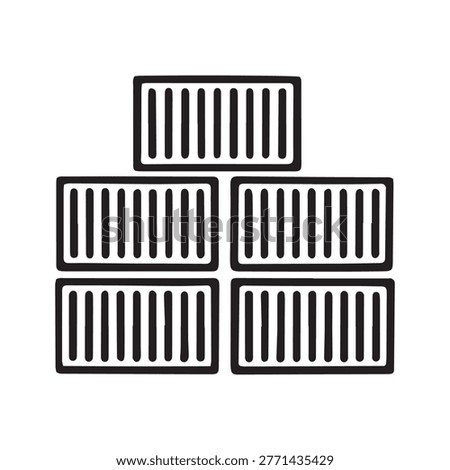 a simple black and white illustration of stacked ventilation grates, often used in architecture or engineering designs