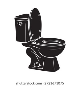 Simple black and white illustration of a standard toilet fixture