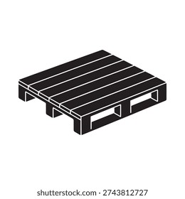 Simple black and white illustration of a standard wooden pallet