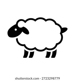 Simple ilustración en blanco y negro de una oveja de pie