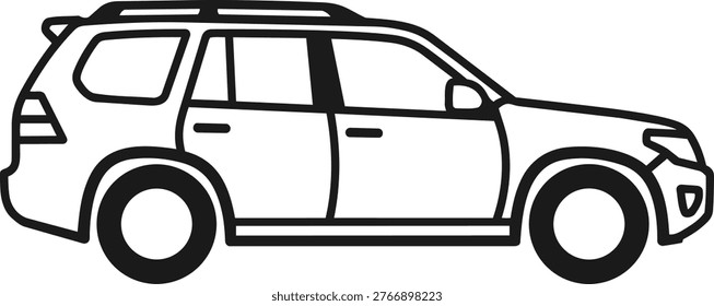 A simple black and white illustration of a station wagon car, viewed from the side.