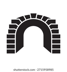 Ilustração simples em preto e branco de um arco de pedra ou de uma porta
