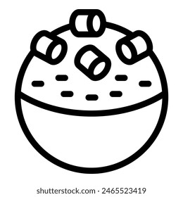 Simple black and white illustration of a tamagoyaki japanese omelette pan in a sketched outline style