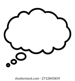 Una simple ilustración en blanco y negro de una burbuja de pensamiento con puntos de fuga
