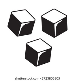 Ilustración simple en blanco y negro de tres Formas de cubo geométricas abstractas