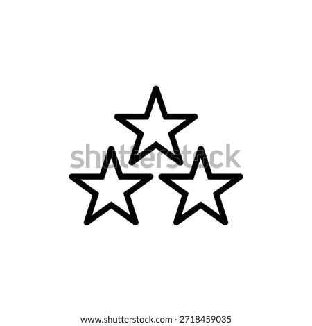 Simple black and white illustration of three five pointed stars arranged together