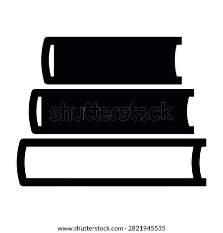 Simple black and white illustration of three stacked books in a minimalist style
