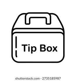 Simple black and white illustration of a tip box with a handle on top
