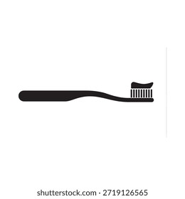 Una simple ilustración en blanco y negro de un cepillo de dientes con pasta de dientes