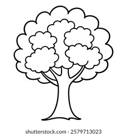 Simple black and white illustration of a tree.