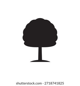 Ilustración simple en blanco y negro de un árbol con una silueta circular sobre un fondo blanco liso