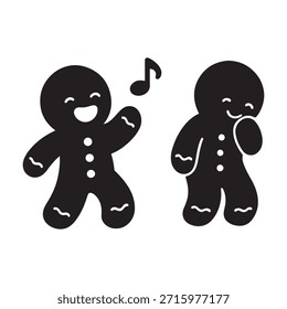 Simple ilustración en blanco y negro de dos hombres de jengibre, mostrando expresiones contrastantes.