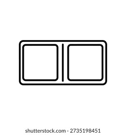 Simple black and white illustration of two adjacent square windows