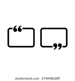 Simple black and white illustration of two quotation mark speech bubbles