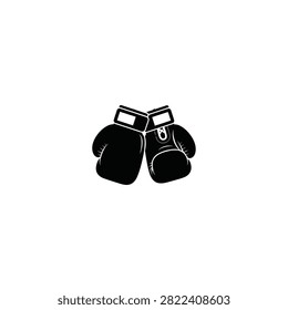 A simple black and white illustration of two boxing gloves crossed.