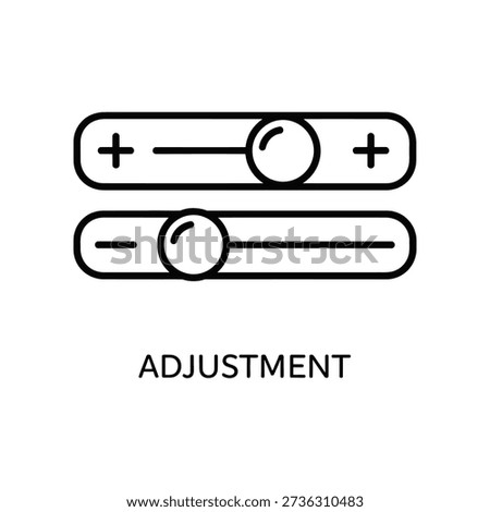 Simple black and white illustration of two slider controls for adjusting settings, labeled 'ADJUSTMENT'.