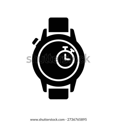 Simple black and white illustration of a watch face with a stopwatch symbol, representing time and urgency.
