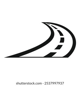 Simple ilustración en blanco y negro de un camino sinuoso que desaparece en la distancia