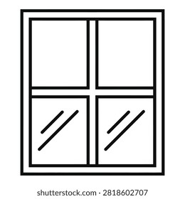 Simple black and white illustration of a window with four panes and diagonal lines