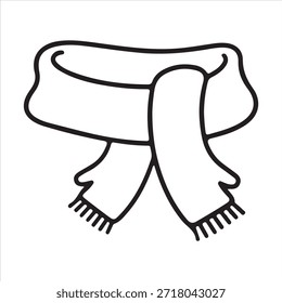 Simple black and white illustration of a winter scarf tied around neck Vector, illustration