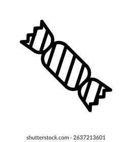 Simple Black and White Illustration of a Wrapped Candy