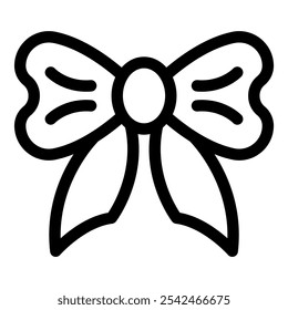 Simple black and white image of a big knotted bow ribbon symbolizing gift decoration