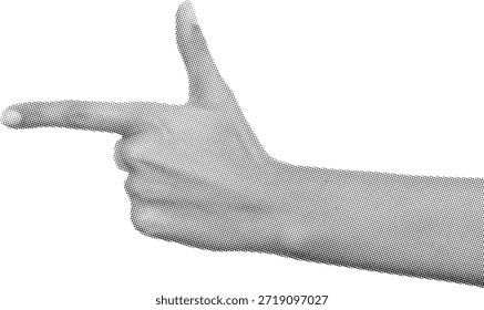 Simple Imagen en blanco y negro que muestra una mano humana haciendo un gesto estilizado de pistola apuntando directamente hacia adelante