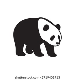 Simples imagem em preto e branco com um panda em uma posição de caminhada, claramente delineado.