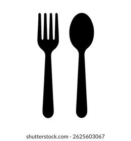 a simple black and white image of a fork and spoon, perfect for restaurant or food related designs 100