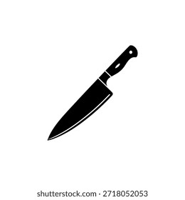 Einfaches Schwarz-Weiß-Bild, das ein gemeinsames Küchenmesser darstellt, einzeln und klar definiert.