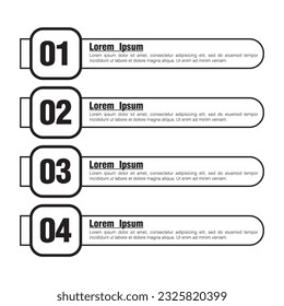 
simple black and white infographic illustration template in 4 numbers suitable for posters, infographics, business, presentations, brochures, catalogs and other design needs.