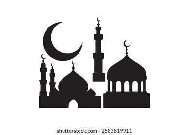 Simple black and white Islamic symbols, perfect for religious or cultural projects.