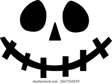 Una simple cara de linterna en blanco y negro. Perfecto para decoraciones de Halloween, invitaciones o publicaciones en redes sociales.