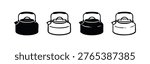 Simple Black and White Kettle Icons Set