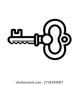 Simple black and white key illustration with ornate ring