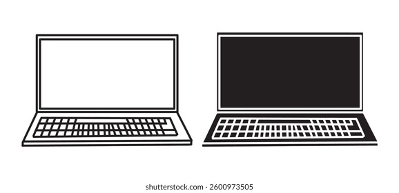 Simple Black and White Laptop Illustration