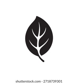 Simple black and white leaf logo design symbolizing nature and elegance in a modern minimalist aesthetic