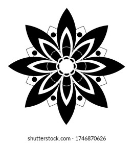 Simple black and white leaf mandala vector