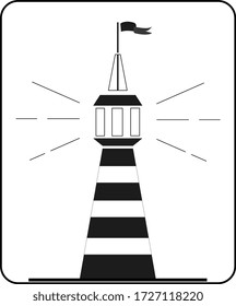 diseño de iconos de faro simple en blanco y negro