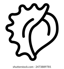 Simple black and white line art icon of a seashell, evoking the beauty and tranquility of the ocean
