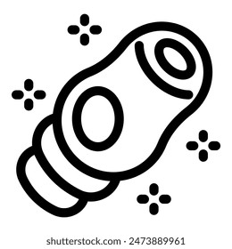Simple black and white line art of a spaceship flying through space