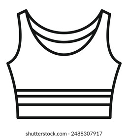 Simple black and white line art illustration of a sports bra, perfect for fashion icons